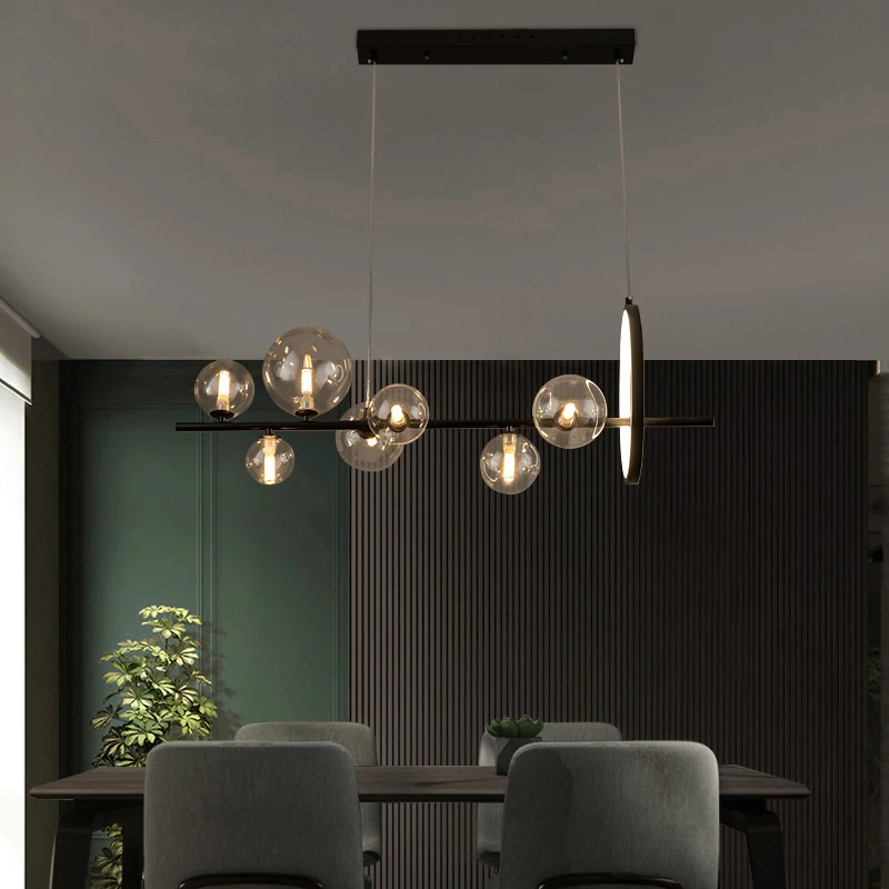 

Light luxury American industrial style lamp restaurant light creative bar table glass bubble chandelier