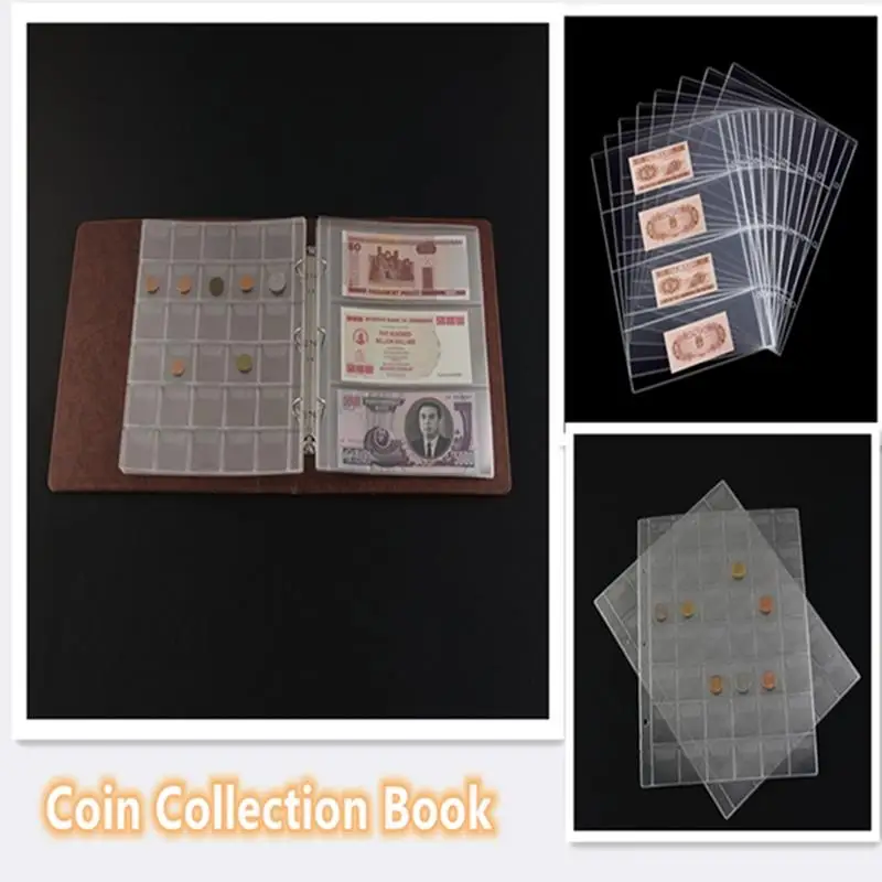 

42/30/20 Pockets Coin Collection Book Coin Holder Sheet for Storage Album Portable Professional Commemorative Coin Collection