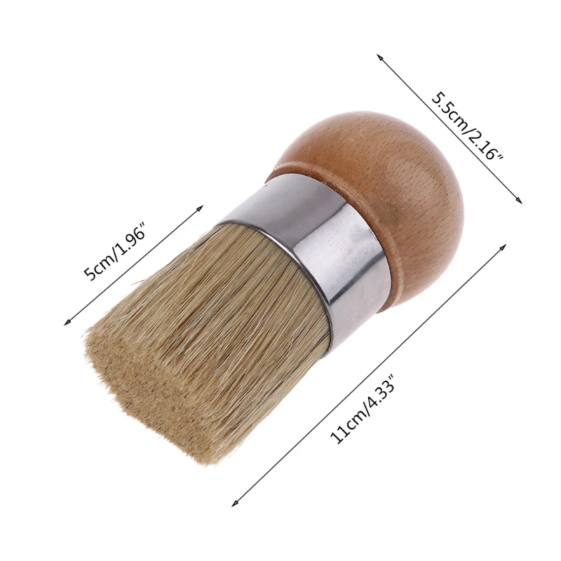 

Round Chalk Paint Wax Brush Ergonomic Wood Handle Natural Bristle Brushes Furniture DIY Painting Waxing Tool