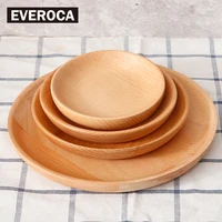 chinese style beech wooden plate dishes fruit tray walnut plates kitchen tools dark walnut solid wooden bowl tableware sets