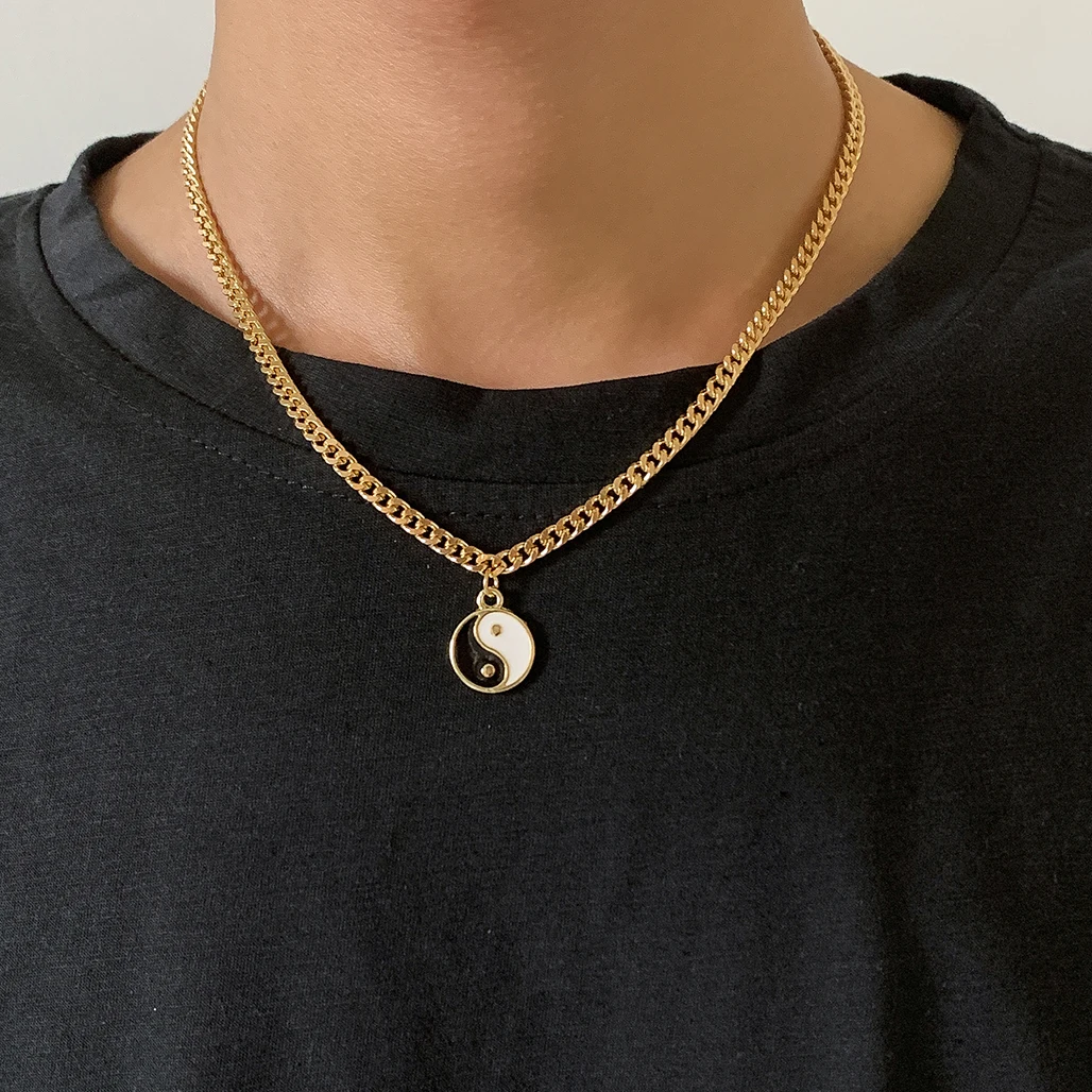 

Ingemark Vintage Tai Chi Gossip Coin Pendant Choker Necklace for Women Men Collier Femme 2021 Fashion Statement Valentine Gifts