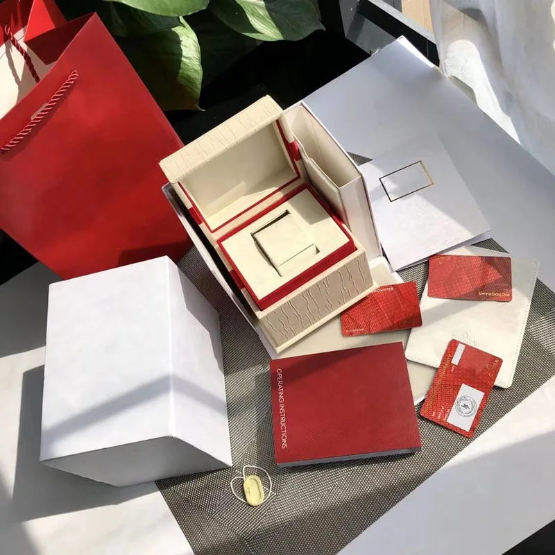 

new square Red for omg box watch booklet card tags and papers in english watches Box Original Inner Outer Men Wristwatch box