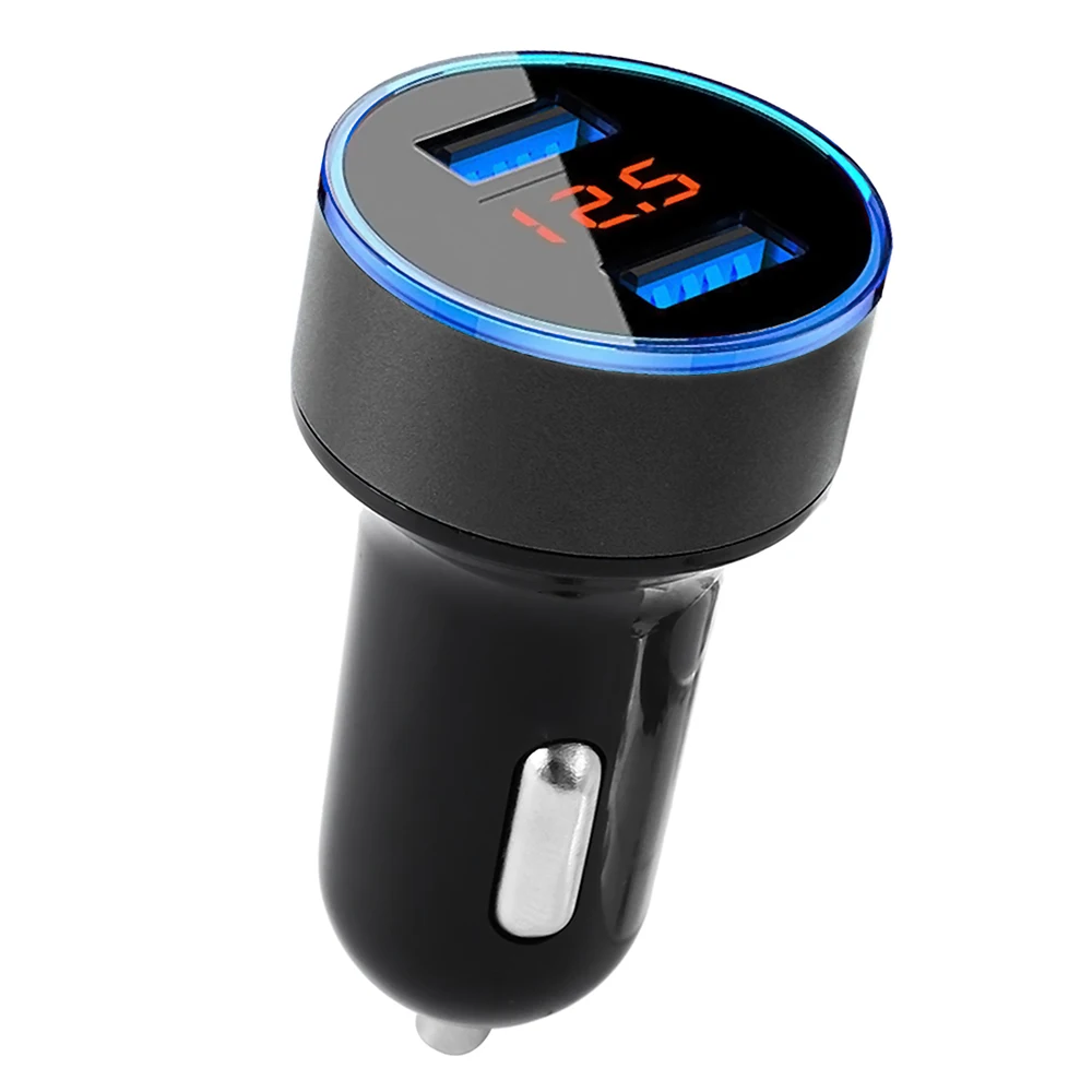 Black 3.1A Dual USB 3,0 Автомобильное зарядное устройство 2 порта ЖК-дисплей 12-24 в прикуриватель Зажигалка на электропитании быстрое автомобильное зарядное устройство Автомобильный адаптер питания - Название цвета: Black