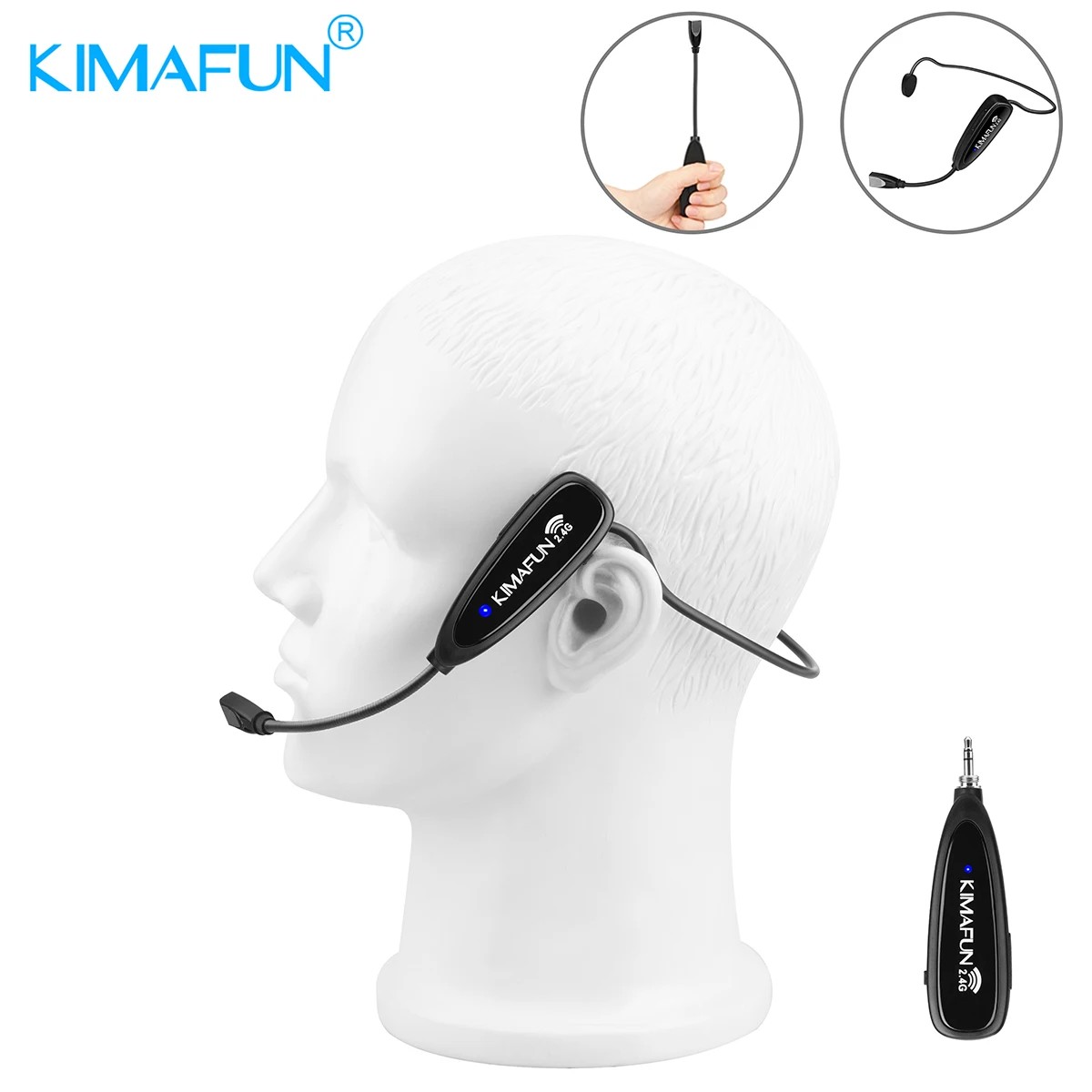 KIMAFUN 2.4G Professional Fitness Wireless Microphone Sweatproof Waterproof Mic for Fitness,Spinning,Aerobics,Yoga,Pilates Coach enlarge