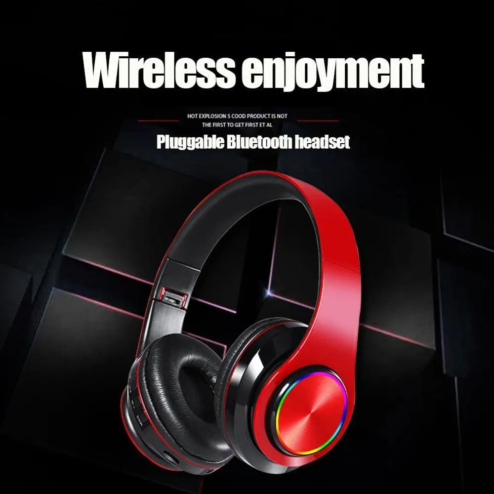 Беспроводные Складные Bluetooth наушники со светодиодной подсветкой и