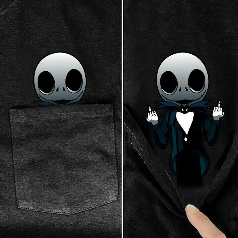 

100% черная хлопковая Футболка CLOOCL, популярный персонаж из фильма «ужасы», Повседневная 3D футболка со средним пальцем, футболки, топы в стиле ...