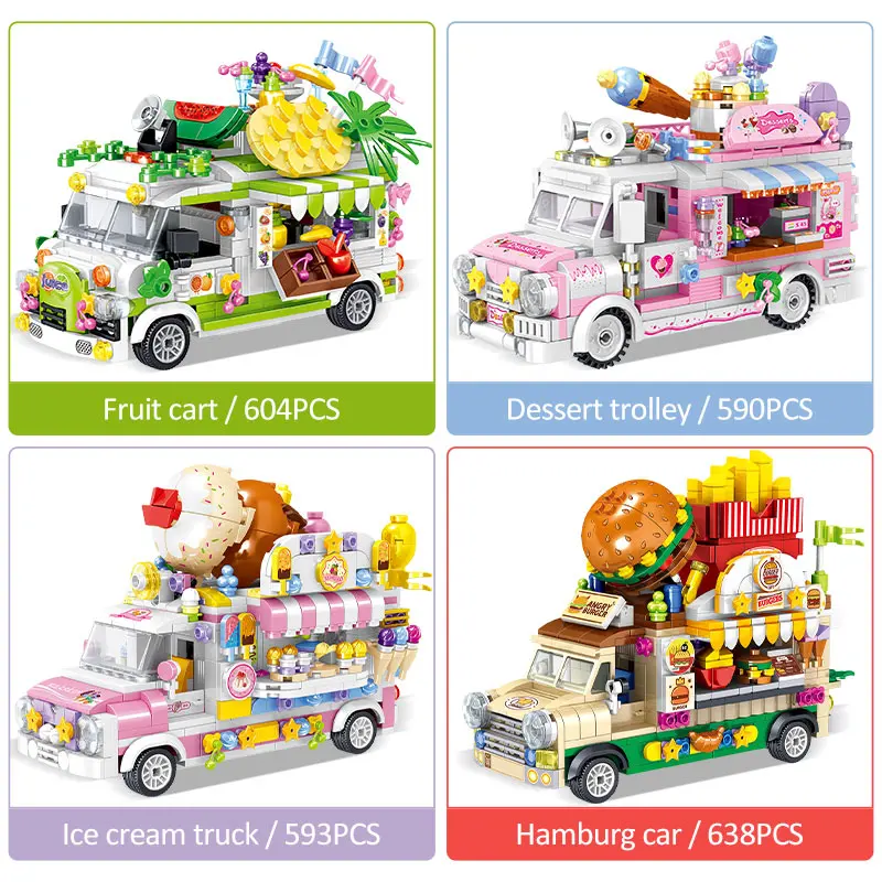 

City Mini Creative Decoration Toy Set Model Building Block Car Jigsaw Assembled Building Block Toy Children's Gift