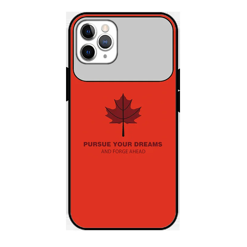 

Luxury Cute Maple Leaf Tempered Glass Phone Case For iPhone 12 11 Pro Max XSmax XR X SE 8 7 6 Plus Mirror Silicone Cover