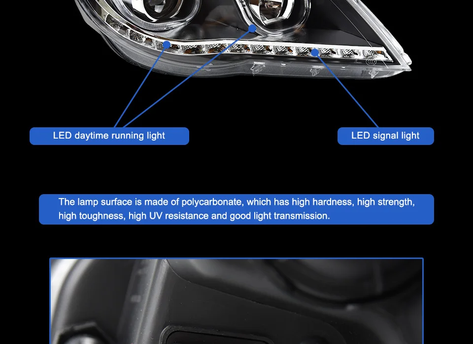 Head Lamp For Car VW Tiguan 2009-2012 Headlights Fog Lights Daytime Running Lights DRL H7 LED Bi Xenon Bulb Car Accessories