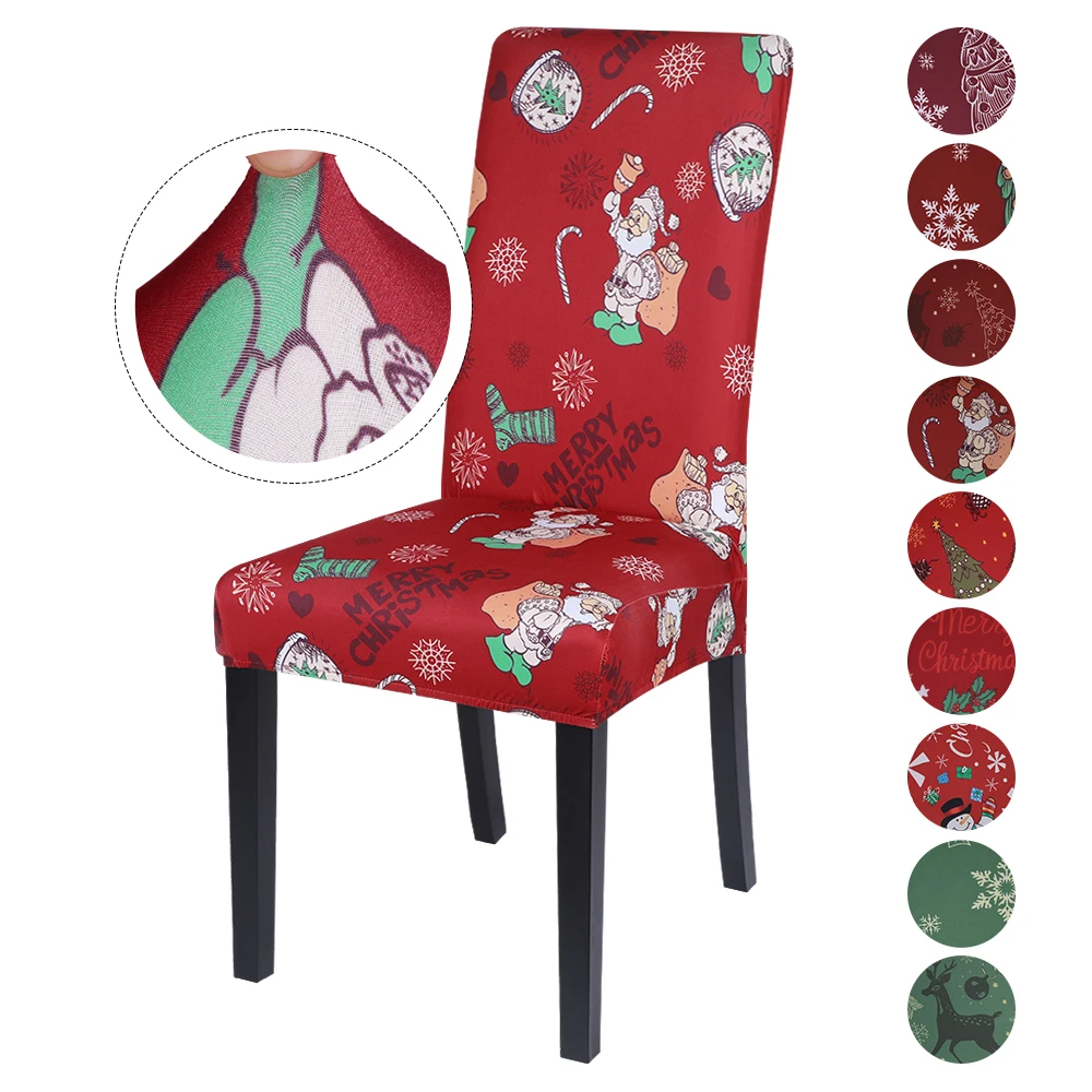 

Christmas Jacquard Chair Covers High Back Armchair Cushion Cover Desk Seat Slipcover Case For Banquet Home Decorative 1/2/4/6Pcs