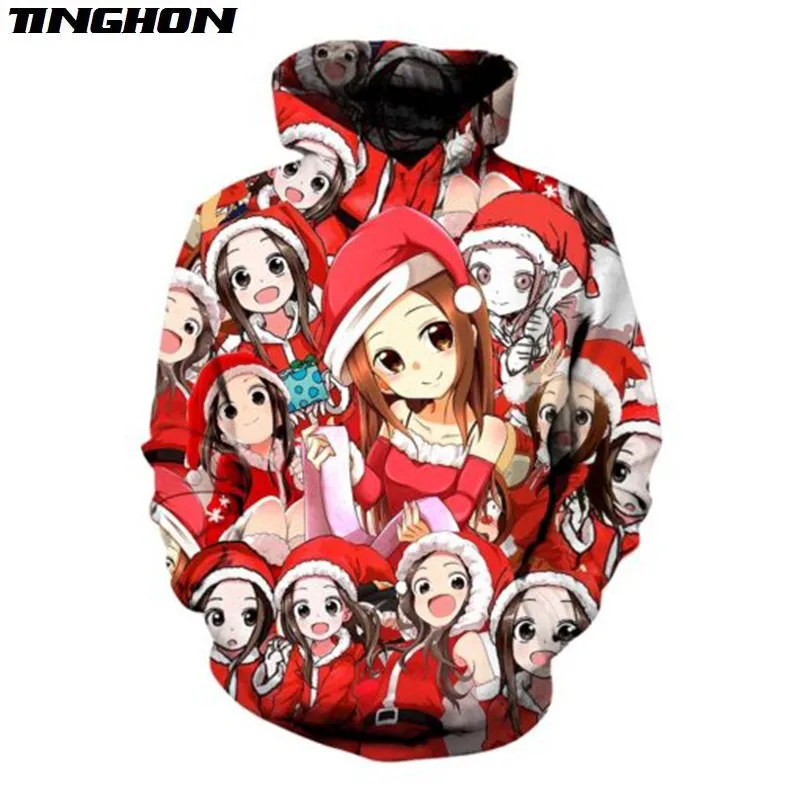 Забавные крутые Аниме толстовки Рождественский комикс Takagi-san Harajuku пуловер
