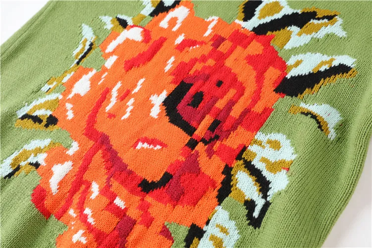 Женский свитер оверсайз Осенний жаккардовый свободный джемпер с цветочным