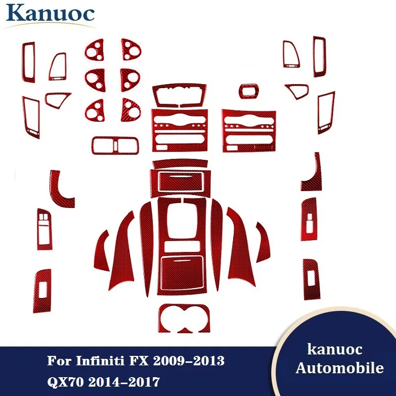 

Автомобильные аксессуары, отделка, наклейка, красные наклейки из углеродного волокна для Infiniti FX 2009-2013 QX70 2014-2017, полный набор, различные детал...