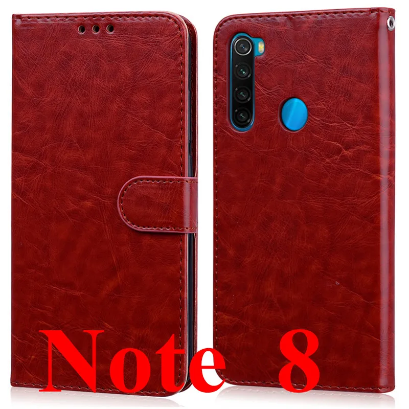Brown- Note 8 Чехол для телефона для Xiaomi Redmi Note 8 Pro Чехол силиконовый бампер кожаный флип-чехол для Xiaomi Redmi Note 8 PRO Note8 Pro черный Fundas - Цвет: Brown- Note 8