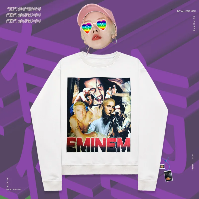 Round neck pullover spoof hophip personality Eminem Amm Marilyn Monson printed streetwear print fabric Unisex |