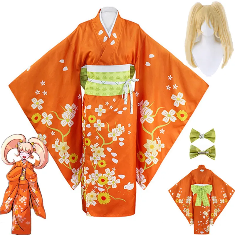 

Аниме Danganronpa 2 Hiyoko Saionji косплей костюм женское кимоно оранжевое платье Одежда для Хэллоуина костум