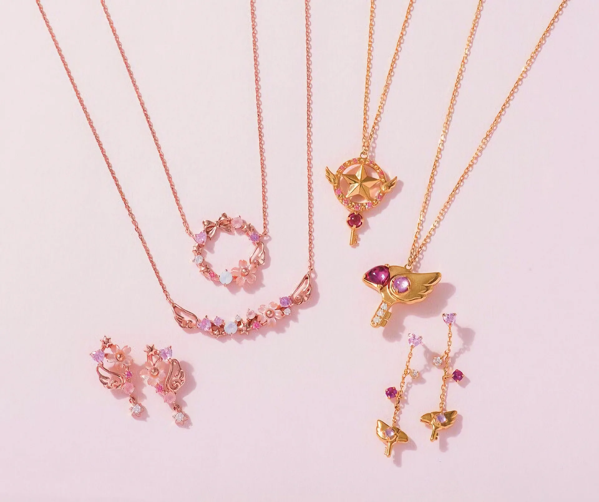 Аниме экшн фигурки для девочек золотой розовый бант карточка крыло венок Сакура