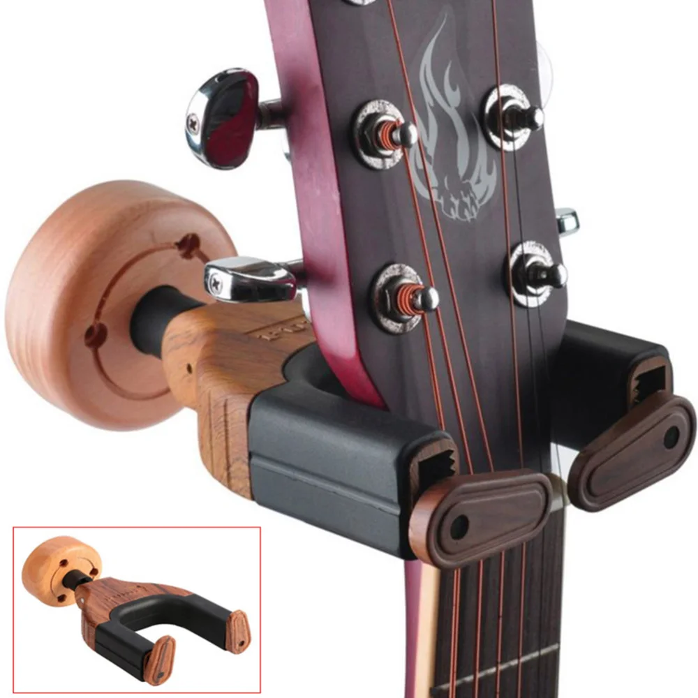 

2Pcs Detachable Guitar Hangers Hook Holder Wood Metal Rubber Instrument Hangers Wall Stand (Random Color)