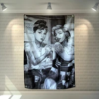 tattoo flag banner sexy lady beauty and art home decoration hanging flag 4 gromments in corner canvas painting tapestry mural