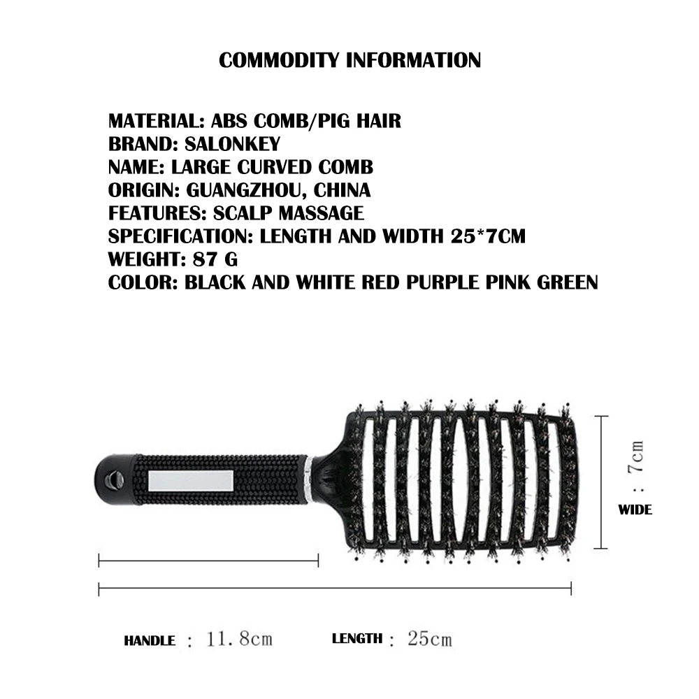 1 шт. гребень для волос большой изогнутой формы макияжа свиньи волосы массажный