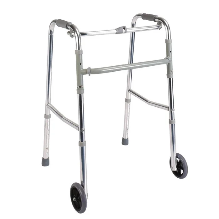 

The aluminum alloy belt wheel can fold the disabled disabled walking aid four-foot crutch with light weight