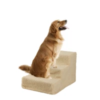 soft portable cat dog 3 steps ramp small climb pet step stairs pet step stairs beige portable cat climbing ladder for small dog