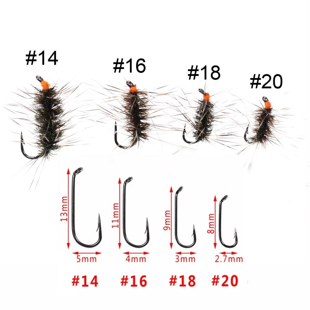 Wifreo 6PCS Griffith's Gnat Midge Fly Dry Fly Trout Fly Fishing Flies Bait Size 14 16 18 20