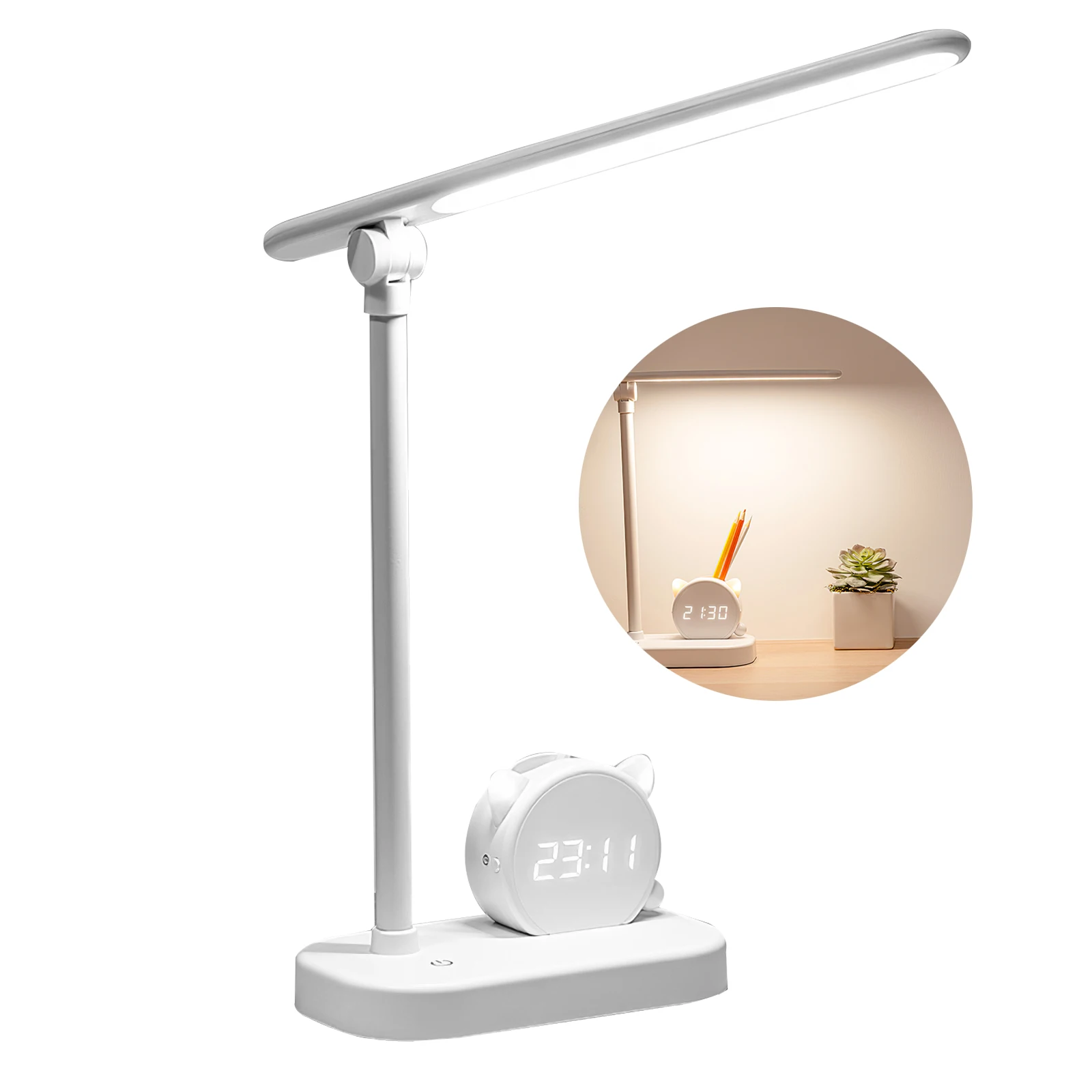 

Stepless Dimming Study Desk Lamp Built-In 5400mAh High Capacity Battery LED Pen Holder Comfortable & Not Dazzling Reading Light