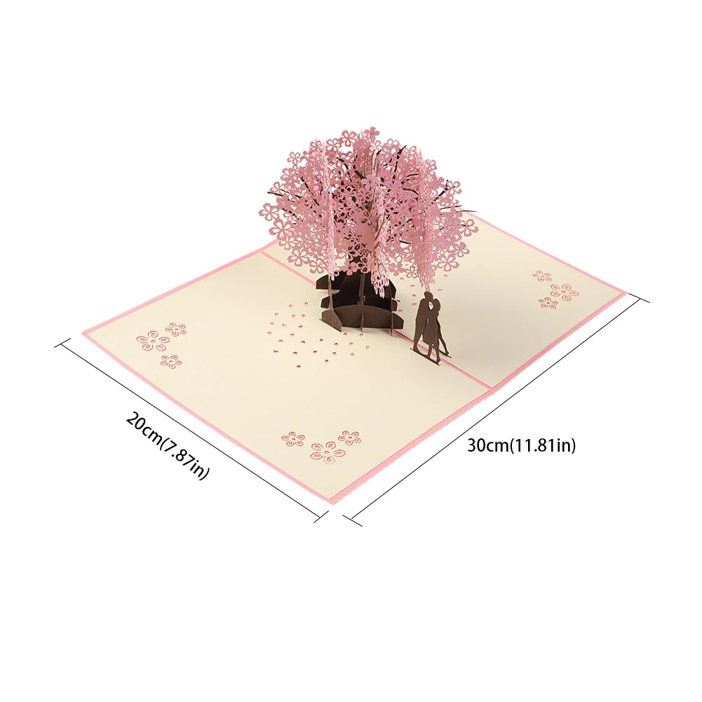 

Valentines Day 3D Pop Up Card Cherry Blossom Pop-Up Greeting Card Christmas Wedding Birthday Anniversary Greeting Card