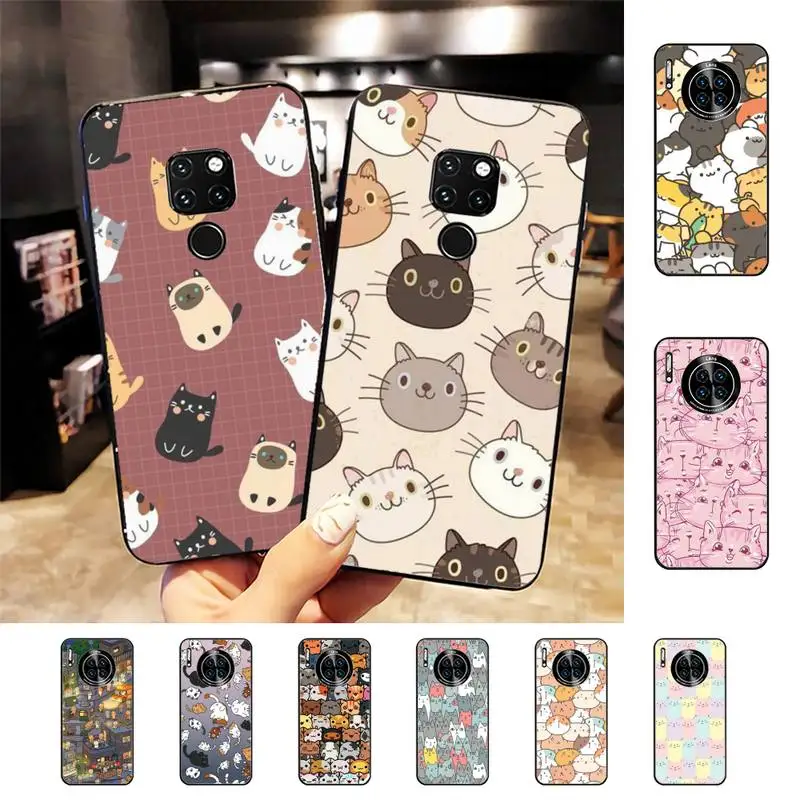 

Cartoon Cat Face A Lot Pile of Cats art Phone Case For Huawei Nova3I 3E 7se mate 9 20 30 lite 20Pro 10 lite unda case