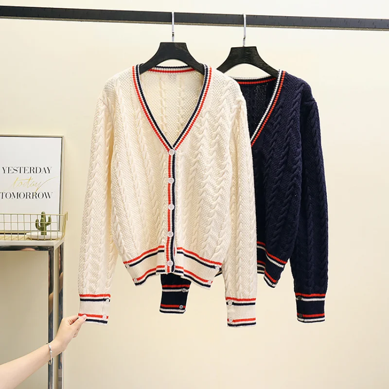 

2021 Brand Sweater Y2k Sweaters Coat Korean Style Knitted Long Sleeve Knitted Top Striped Sweatshirt Harajuku Cardigan Sweater