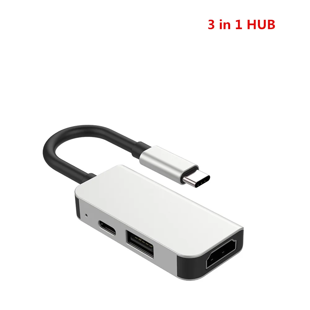 3 in 1 USB-C HUB 6 в 1 USB 3,0 Высокоскоростные порты type-C концентратор Usb-C до 4K 30HZ HD ноутбук Rj45 Gigabit Ethernet сеть PD концентратор - Цвет: 3 in 1 USB-C HUB