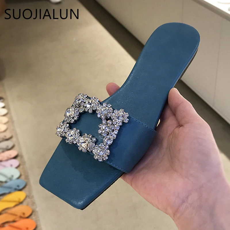 Шлепанцы женские SUOJIALUN с пряжкой летние 2021 | Обувь