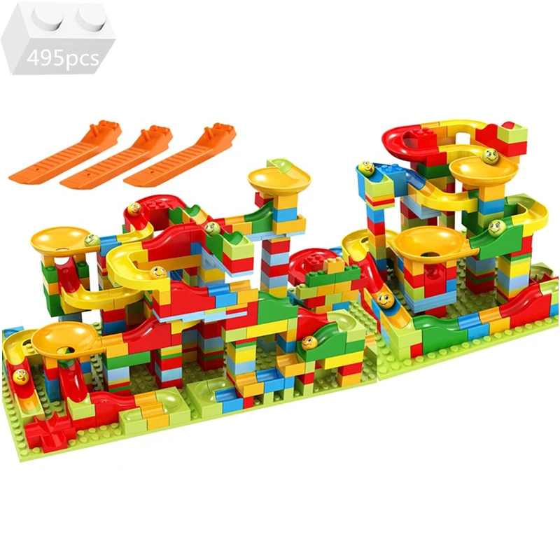

Small Particles Marble Race Run Block Variety Funnel Slide Track Building Blocks Sets Bricks DIY Kids Toys For Children Gifts