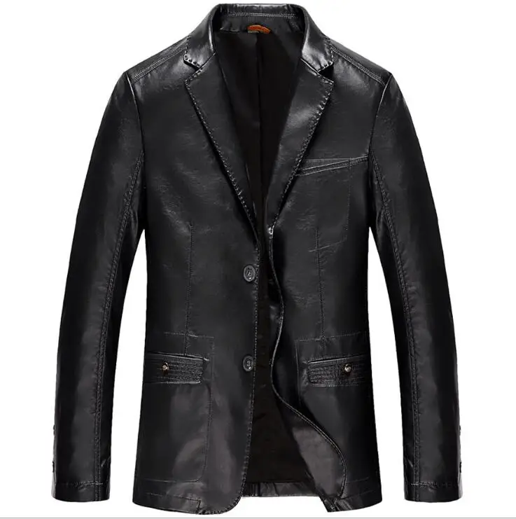 Blazer mens leather suits collar motorcycle coat men jackets casual multi-pocket clothes jaqueta de couro street fashion autumn