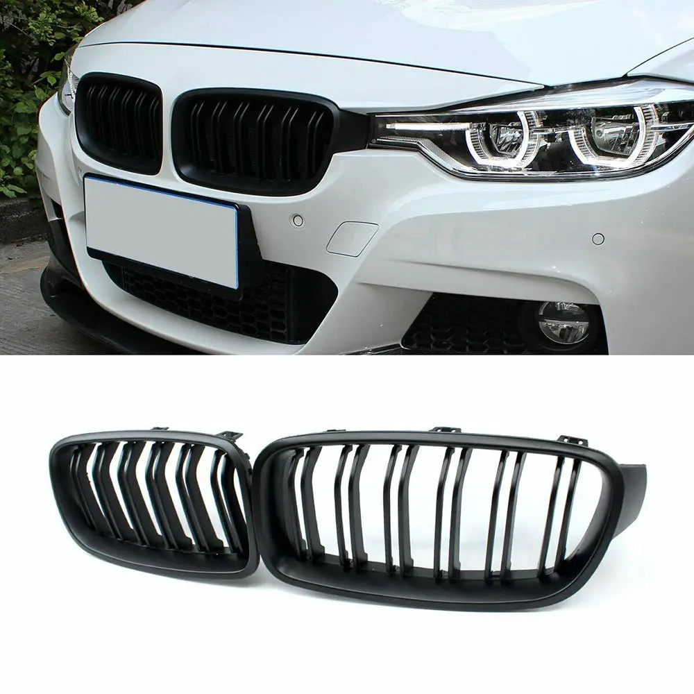 

Car Front Grille 1 Pair Gloss Black Inlet Grille for BMW 3 Series F30 F35 2012-2016 Matt Gloss Front Kidney Slat Grille Set