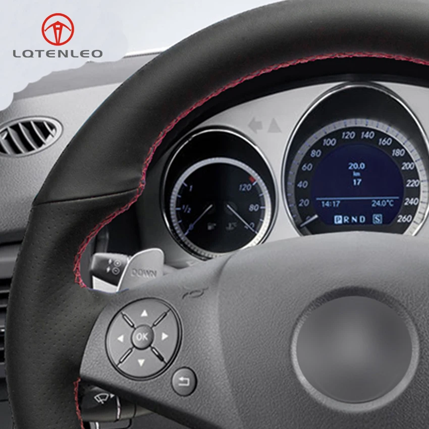 LQTENLEO черный чехол рулевого колеса автомобиля из искусственной кожи для Mercedes-Benz