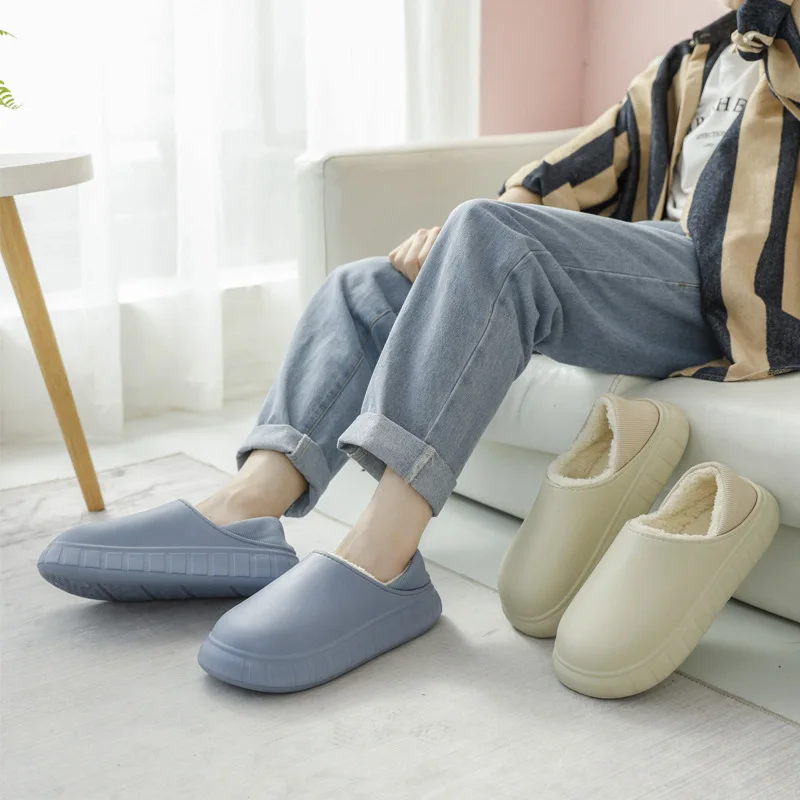

Hot Waterproof Non-Slip Home Slippers Winter Warm Women Indoor Cotton Non-slips Ladies Soft Slippers Memory Foam Couples Shoes