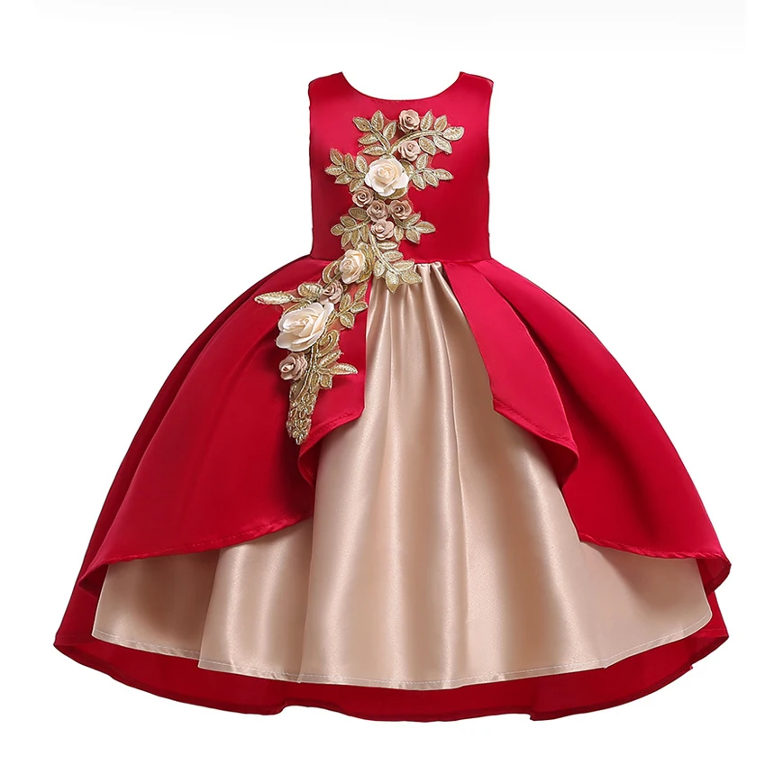 Платья для девочек вечерние платья с цветочной аппликацией подарок на день