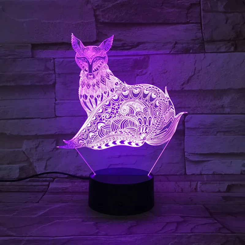 VCity 3D лампа с лисой 7 цветов светодиодный лампа дневного света дети ребенок спальня стол рядом со спящей лампой сенсорный или пульт дистанционного управления теплый свет