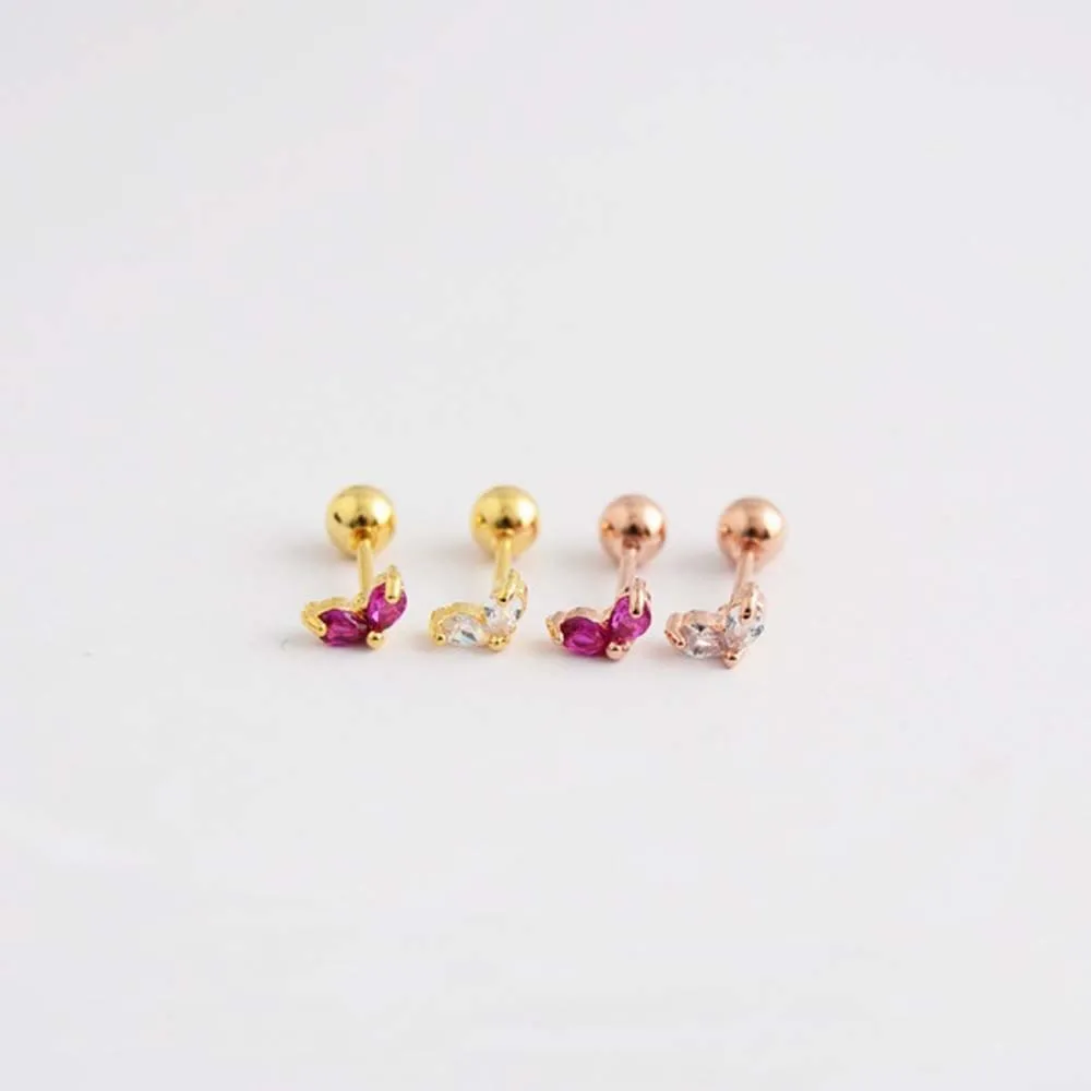 Серьги с микро инкрустированными сердечками серьги из нержавеющей стали