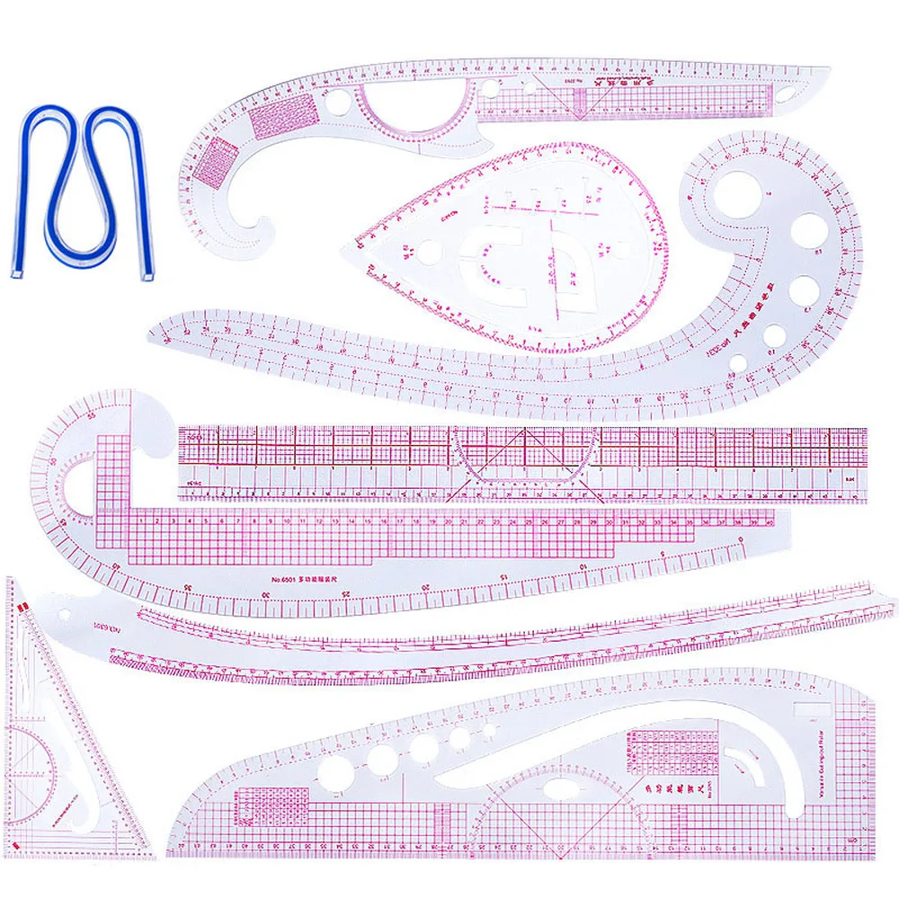 

9PCS DIY Clothing Sample Tailor Rulers Metric Styling Rulers Curve Set Cutting Ruler Arm Sleeve Yardstick Sewing Accessories