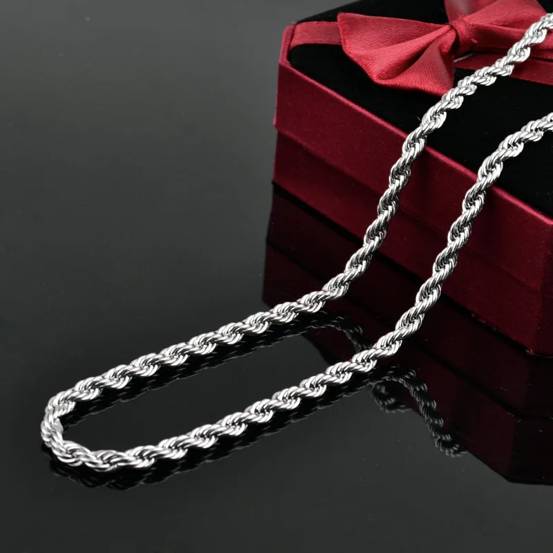 

16-40 Inch 2mm width Silver Color 316L stainless steel chain necklace statement rope chain necklace vintage men women jewelry