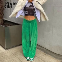 pixiekiki green baggy wide leg pants streetwear women fall fashion sweatpants sports casual trousers loungewear p70 cc30