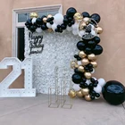 118 шт., черные, золотые, белые, хромированные металлические воздушные шары-гирлянды, арочный комплект для праздника, дня рождения, свадьбы, помолвки, юбилея, вечеринки
