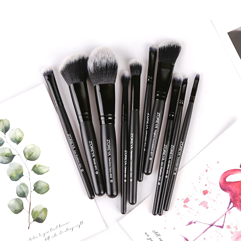 Черные классические кисти для макияжа ZOREYA 2/4/6/10 шт. высокое качество