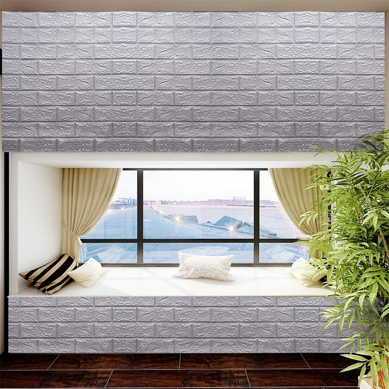 

3 Styles Brick Wall Sticker TV Background Waterproof Anti-Collision Foam Wallpaper Self-Adhesive For Living Room Bedroom 35*8CM