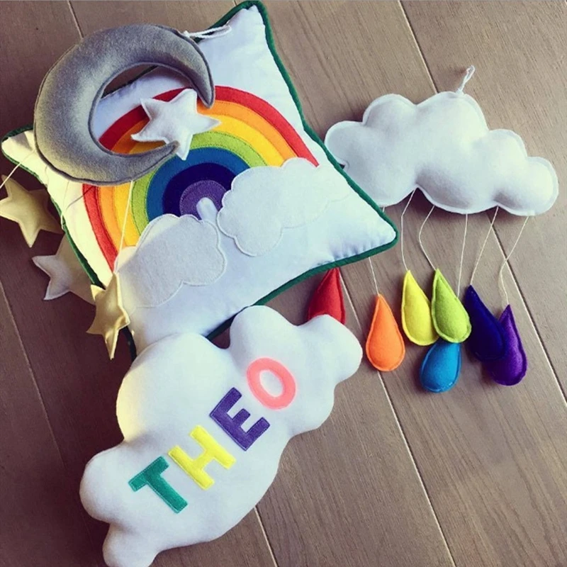 1PCS INS Rainbow Raindrop Pendant Nordic Felt Cloud Wall Hanging Ornaments Baby Shower Party Children Room Decor Supplies Drops | Дом и сад