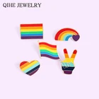 Эмалированные булавки ЛГБТ-дизайна, радужные креативные броши в форме сердца и флага, модная Металлическая Булавка для лацкана, значок, ювелирное изделие, подарок для друзей, оптовая продажа
