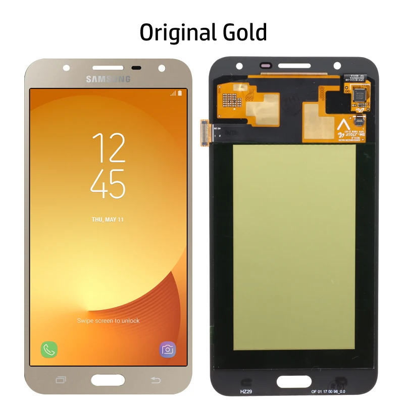 Original Gold ЖК-дисплей для samsung Galaxy J7 neo J701 J701F J701M AMOLED ЖК-дисплей с сенсорным дигитайзером регулировка яркости экрана - Цвет: Original Gold